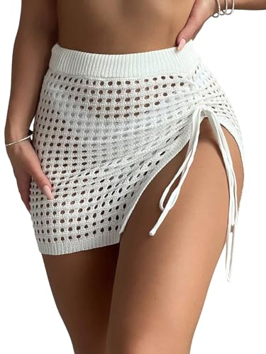 WDIRARA Women's Hollow Out Crochet Cover Up Beach...