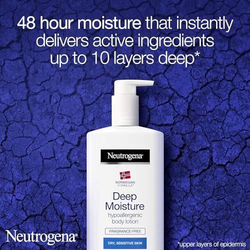 Neutrogena Norwegian Formula Deep Moisture Hypoallergenic Body Lotion (1x 400ml), Fragrance-Free Hypoallergenic Body Moisturiser for Sensitive and Dry Skin, Provides 48-Hour Moisturisation - Image 6