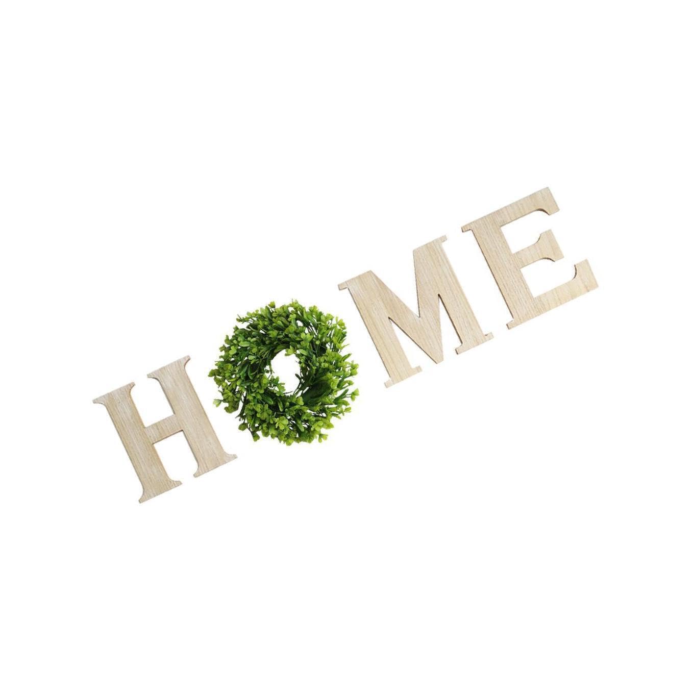 Zambuph Rustic Home Farmhouse Decor Wooden Block Word Signs for Cozy Atmosphere Wreath Door, Wood, 24.9x23.6CM