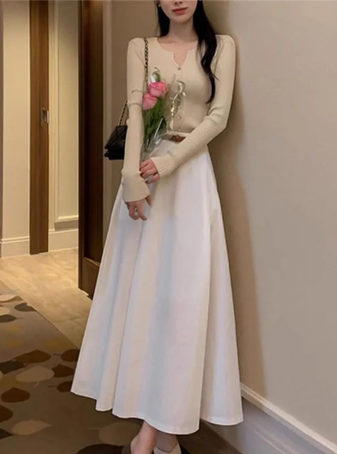 Womens Office A Line Skirt High Waist Belted Pleated Midi Dress All Season Work Slim Fit Skirts3