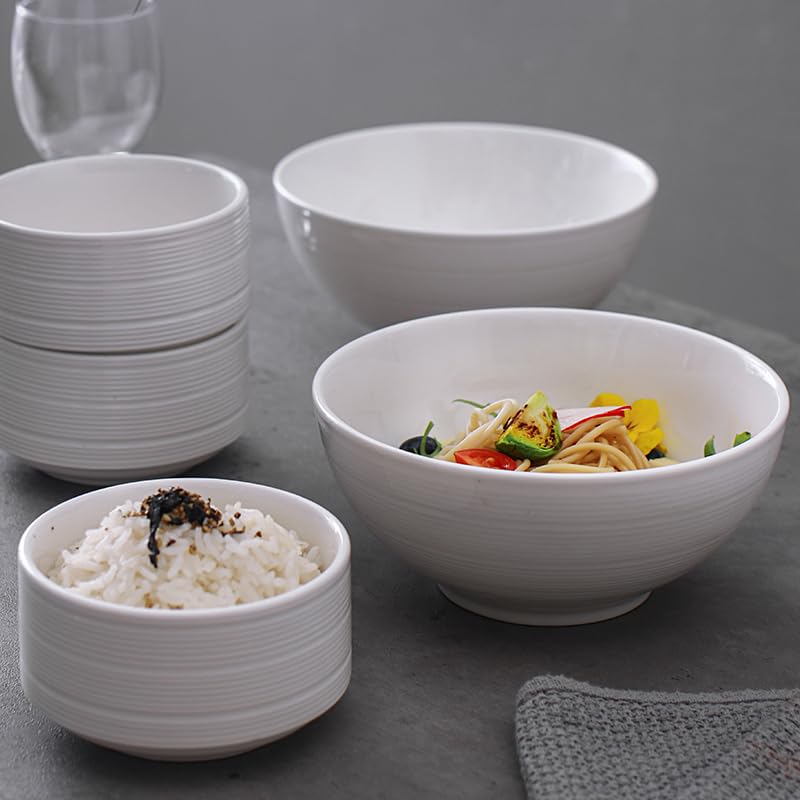 piatti di tutti i giorni per i pasti Piatto da insalata, ciotola di riso in ceramica bianca, piatto creativo for insalata di frutta, dessert, ramen, grande ciotola, piatto da portata, stoviglie for ri