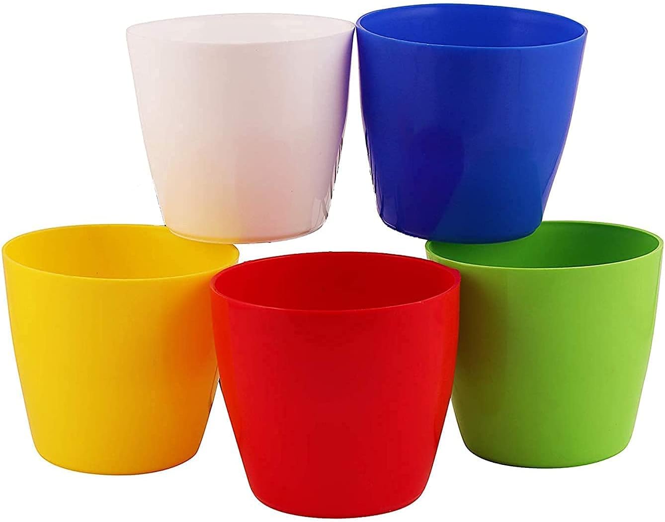 Pack of 6 Colored 4 inch Plastic Pots / Virgin Plastic / Heavy Plastic / Multicolour / Garden Needs for Live Plants