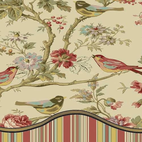 Image of Waverly Charleston Chirp 3 Piece Quilt Set - 100% Cotton Light Weight Bedding with Bed Skirt & Pillow Shams - Twin Papaya