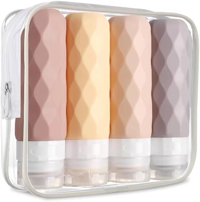 piyubind 4Pcs Travel Bottle Set for Toiletries, Leak-Proof Travel Bottles, Travel Containers with Bag, Squeezable Travel Accessories for Lotion, Shampoo, Conditioner, Skincare (100ml 4 Toiletries Bottle)-picture-21