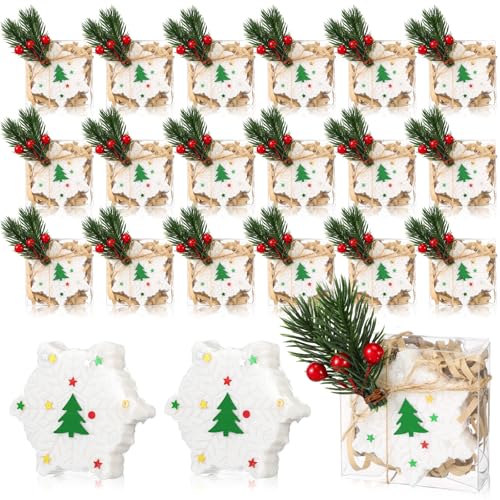 Heigble 20 Pack Christmas Mini Soap Favors Bulk Handmade Holiday