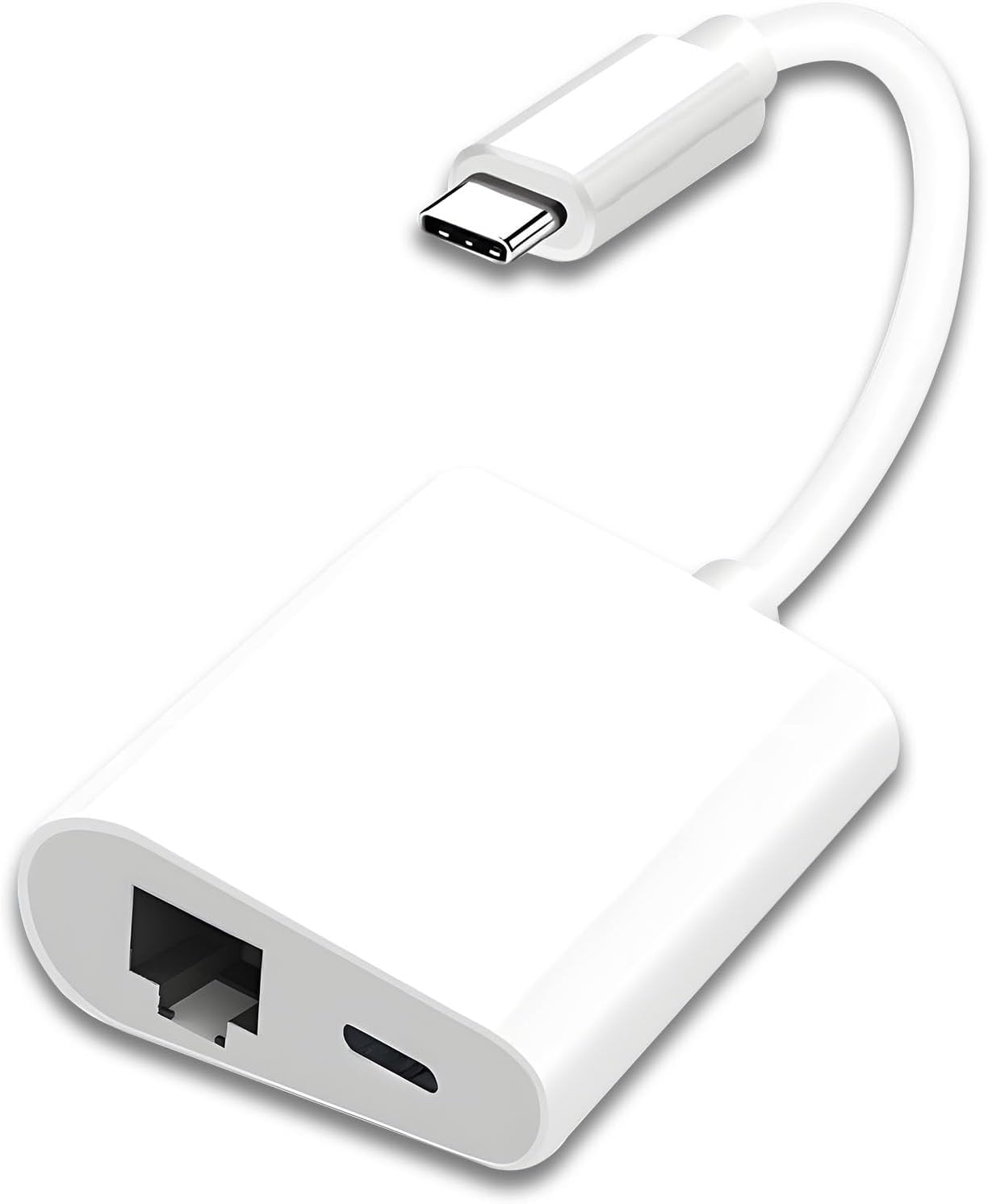 USB C to Ethernet Adapter with Type C PD Charging Port, 2 in 1 RJ45 Network Adapter Support 10/100Mbps Ethernet Network, Compatible with iPhone 15/16/ Android/Laptop and USB C Devices (White) image 7 of 7 B0FCRRLP5M