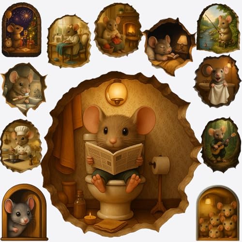 36Pcs(3IN) - 3D Mouse Hole Wall Sticker - Mouse Wall Hole Decal - Mouse Hole in The Wall Sticker with 3D Effect - Mouse Hole 3D Sticker (36pcs Midnight Burrow) by Generic - Used condition - US$7.19