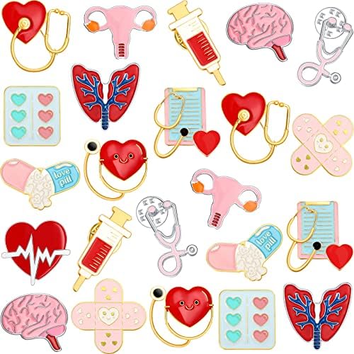 Stethoscope Brooch Pins Nurse Week Gifts, Stethoscope Enamel Lapel Pin Clothing Bags Decoration Brooch for Girls Medical Students Doctor Nurse Graduation Presents
