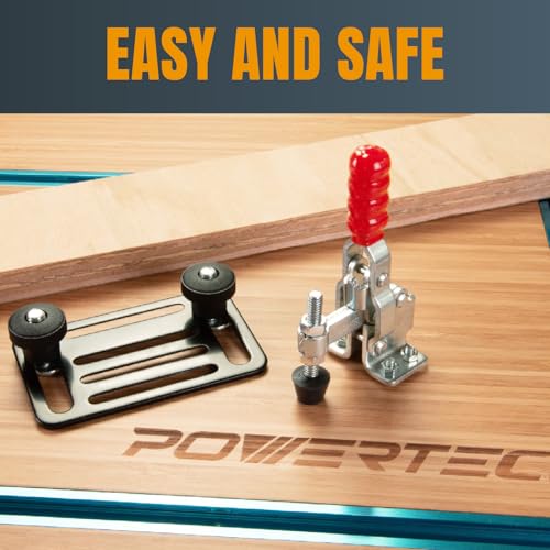 Image of POWERTEC 4PK Toggle Clamp, 500 lbs Capacity, 12130 Quick Release Vertical Clamps w /Antislip Rubber Pressure Tip for Woodworking Jigs and Fixtures, Welding, Drill Press, Crosscut Sled (20335-P2)