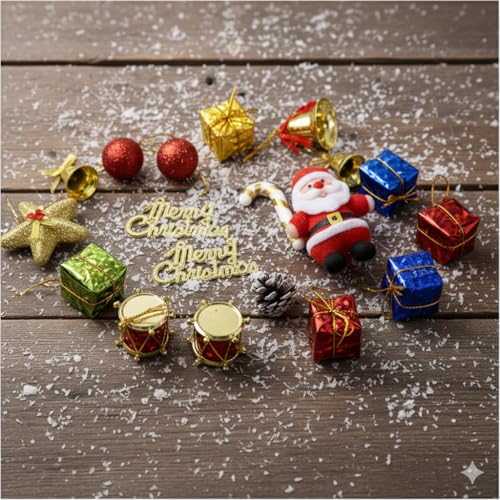 Image of Christmas Decoration Combo Pack | 18 Pcs | Items for Home & Office | Festive Hangings, Stickers, Bells, Balls, Foam Ornaments | PoPo Toys