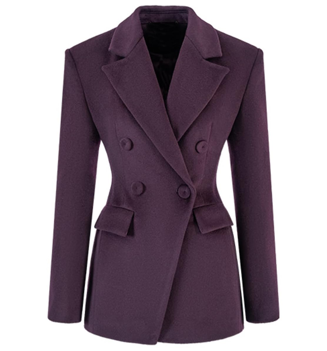 Kromoc Womens Suit Blazer Tweed Notch Lapel Double Breasted Buttons Work Business Concer