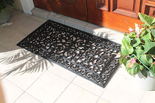A1Hc Large Outdoor Floor Mat, Natural Rubber, 24"X48", Ideal For Outside Entryway, Scrapes Shoes Clean Of Dirt & Grime, Heavy Duty Door Mat For Indoor Outdoor, Rug Mats For Entry, Patio Busy Areas #TOP1