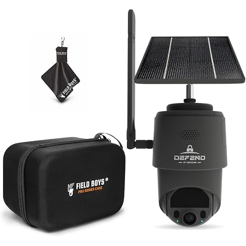 TACTACAM Defend 360 Cellular Security Camera, 4K Photos, 1080p Video, Solar Panel with Rechargeable Battery, 360° Pan/Tilt/Zoom, Weather-Resistant, Includes Field Boys Case