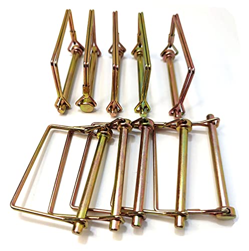 10 Pieces 1/4 Inch Wire Lock Pin, Trailer Coupler Pin,Hitch Pin,Heavy Duty Safety Coupler Pin Shaft Locking Pin For Farm Trailers Wagons Lawn Garden(Square, Gold) #TOP4