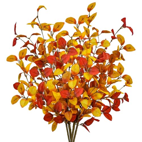 obbsie 16pcs Artificial Fall Leaves Stems, 27" Fall Flowers Eucalyptus