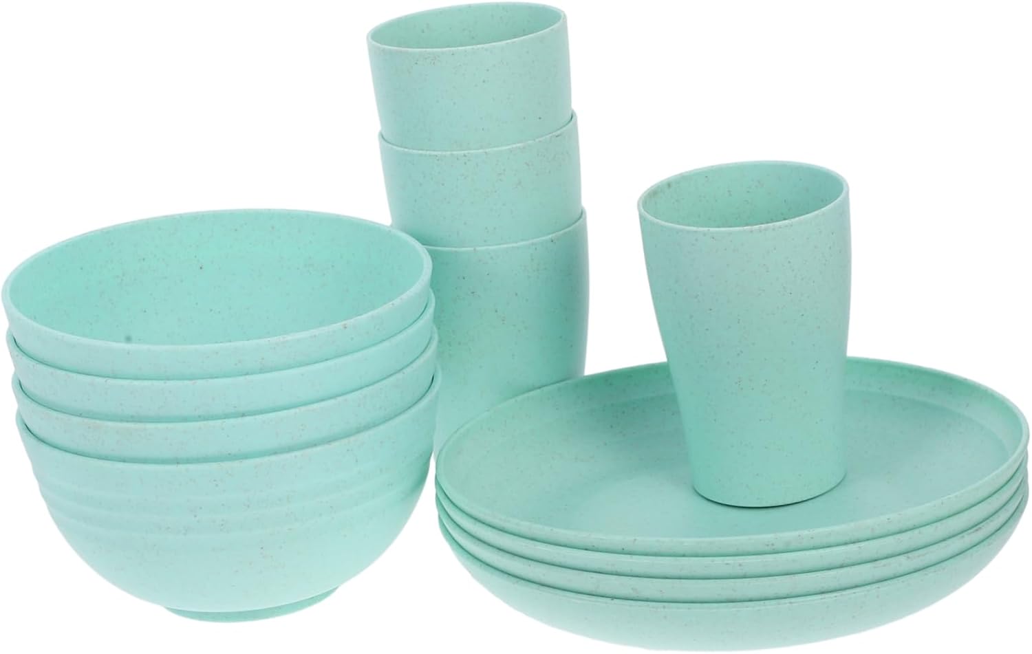 Homoyoyo 12pcs Unbreakable Plastic Dinnerware Set Lightweight Microwave Plates Bowls for Home Dinners Outdoor Picnics and Parties Stylish Kitchen Dishware