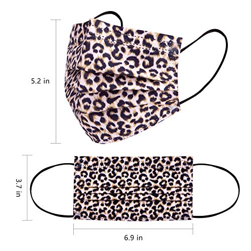 Image of Borje Disposable Face Masks with Designs Cute Face Mask 3 Ply Cheetah Print 50 Pcs