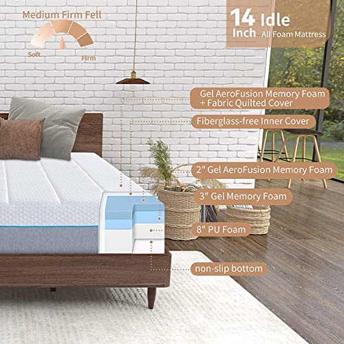 Hcore 14 Inch Cal King Mattress,Cooling Gel Memory Foam Mattress In A Box,Medium Firm Mattress,With Breathable Cover,Pressure Relief,Made In Usa,Fiberglass-Free,For Side Sleepers Cal King Size #TOP2