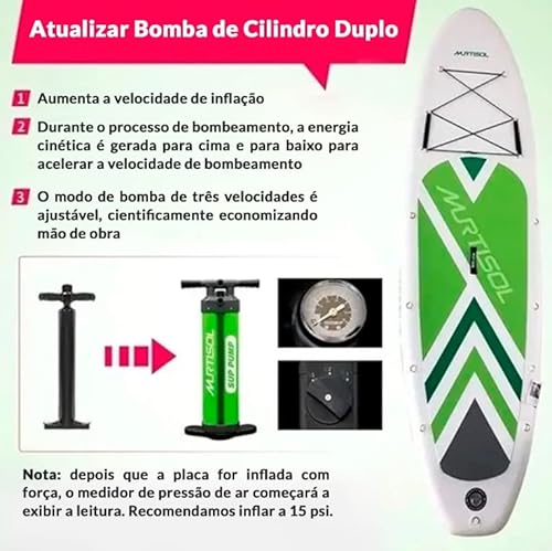 Prancha Stand Up Paddle Inflável Completo Com Bomba 10.6 Pés Verde Limão