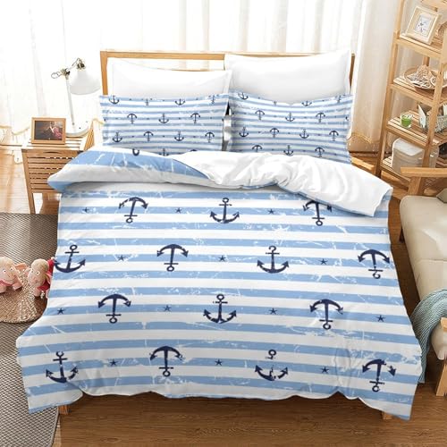 Housse de couette maritime 3D microfibre pour relooker une chambre d'ado sans repassage - 3