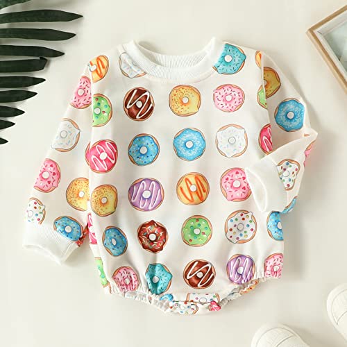 Voyoao Girls Shorts Newborn Infant Baby Girls Cotton Print Sweet Buns Autumn Long Sleeve Romper Cotton (White, 18-24 Months) #TOP4