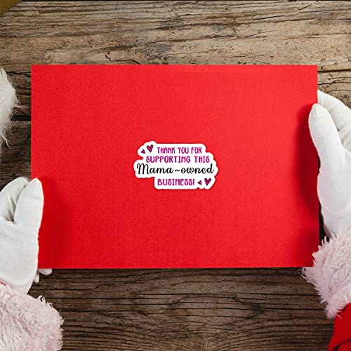 Muminglong 1.5 Inch Thank You For Supporting This Mama-Owned Business Pink Love Sticker,Thank You Sticker, Small Business, Handmade Sticker,Packaging Sticker, 500 Pcs #TOP2