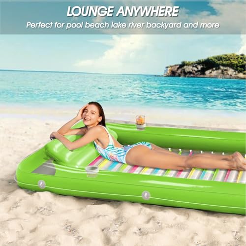Image of Inflatable Tanning Pool Lounger Float - Jasonwell 4 in 1 Sun Tan Tub Sunbathing Pool Lounge Raft Floatie Toys Water Filled Tanning Bed Mat Pad for Adult Blow Up Kiddie Pools Kids Ball Pit (LG,XL)