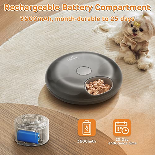 Ipettie Donuts Frost 6 Meal Cordless Automatic Pet Feeder, Dry & Wet Food Automatic Cat Feeder With Two Ice Packs, Rechargeable Massive Battery, Programmable Timer, Holds 6 X ½ Lb. Of Food #TOP3