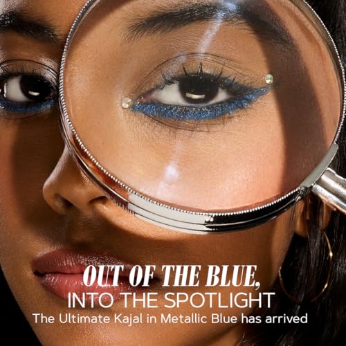 Image of SIMPLYNAM Ultimate Kajal | 1 Stroke Intense Color Payoff | Water Resistant | Long-Lasting & Smudge-Proof | Safe for Sensitive Eyes | 7X More Product | In-Built Sharpener & Smudger | Metallic Blue