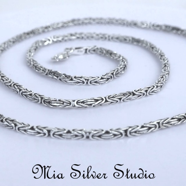 Amazon.com: 925 Sterling Silver Solid Byzantine Chain Necklace - 2