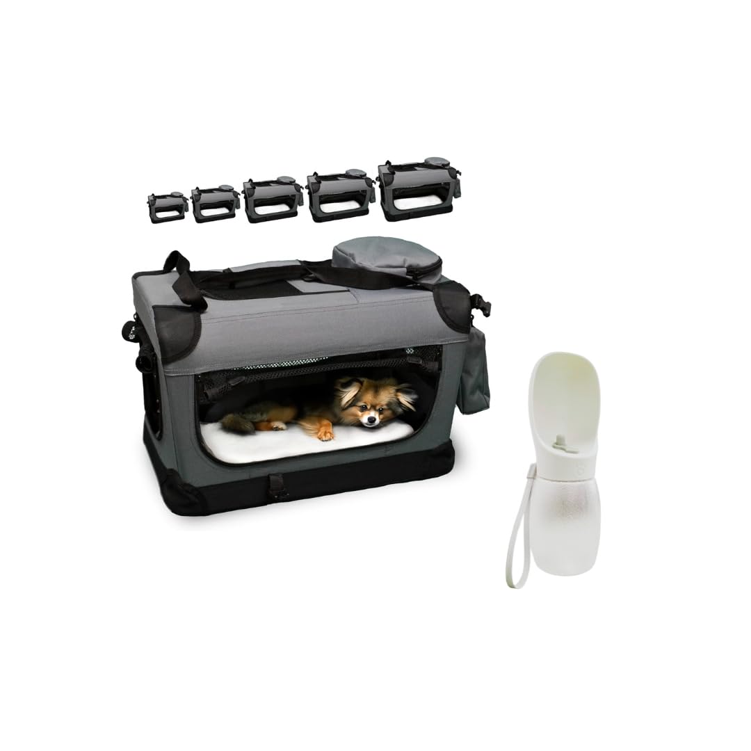 DEFACTO Hundebox faltbar für Auto & Reisen | Hundetransportbox & Hundetasche für Hunde, Katzen & Haustiere | Robuste Faltbare Transporttasche, atmungsaktiv, tragbar (3XL, Grau)