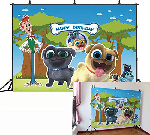 GYA 7x5ft Puppy Dog Pals Paw Birthday Party Backdrop Boys Kids Happy Birthday Photography Background Cake Table Decor Banner Baby Shower Photo Studio Booth Props