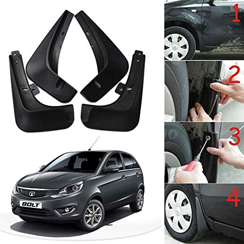 Image of Oshotto (O.E.M Fitting Cup Type) Mud Flap /Splash Guard Compatible with Tata TATA Bolt (Set of 4)