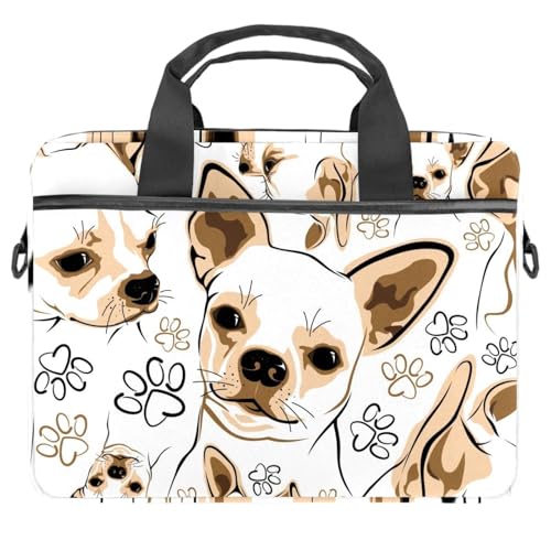 Maletín bandolera para laptop con diseño de perro y huellas impermeable de alta resistencia