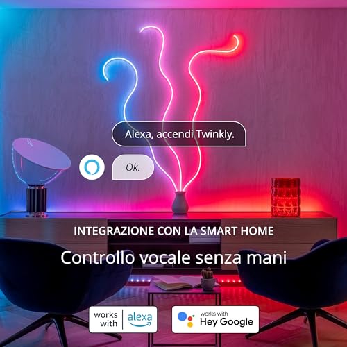 Flex 2m, Tubo LED Multicolore, Striscia LED RGB Flessibile, Compatibile con Alexa e Google Home, Luci Gaming, 16M+ di Colori, Alimentazione USB C, Controllato da App, Filo Bianco - Gadget - Immagine 5