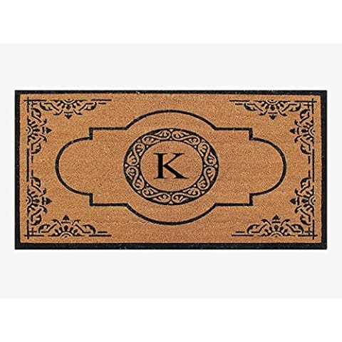 A1 Home Collections First Impression Hand Crafted Abrilina Entry Coir Monogrammed Double Doormat, 72" L x 36" W, X-Large Cover