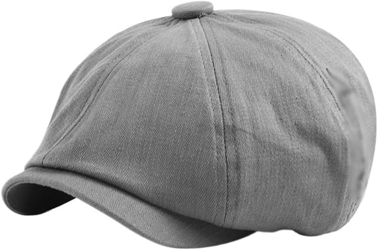 Grey Octagon Hat British Four Seasons Thin Section of The Art of Retro Newspaper Boy Hat