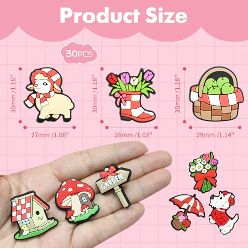 Image of Cute Backpacks Pins Bulk,30 Piece Cute Spring Picnic Lapel Pins DIY Cool Aesthetic Camping Brooch Red Pin Badges Set Anime Green Gnome Button Pin for Backpacks Girl Cloths Hats Decor Accessories gift