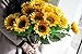 Charmly Artificial Sunflowers 5 Pcs Long Stem Fake Sunflowers Artificial Silk Flowers for Home Hotel Office Wedding Party Garden Decor 23.5'' High