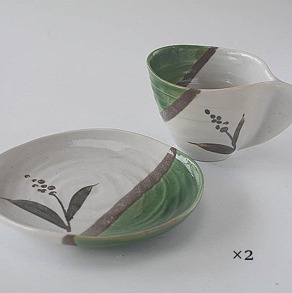 Amazon | 福袋 高級 美濃焼き 和食器 10点セット 織部緑系 fb002