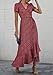 PRETTYGARDEN Women's Summer Wrap Maxi Dress Casual Boho Floral V Neck Short Sleeve Ruffle Hem Split Beach Long Dresses (Red,Large)