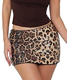 Navneet Women Leopard Cheetah Sequin Mini Micro Skirts Sexy Rave Sparkly Glitter Low Waisted Bodycon Short Skirt Leopard S