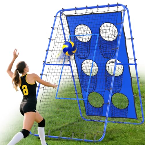 Volleyball-Rebounder 2 1 x 1 2 m Multi Winkel verstellbar Trainingsgerät Rückprallnetz mit stabilen Metallpfählen Rebounder für Fußball Volleyball Basketball