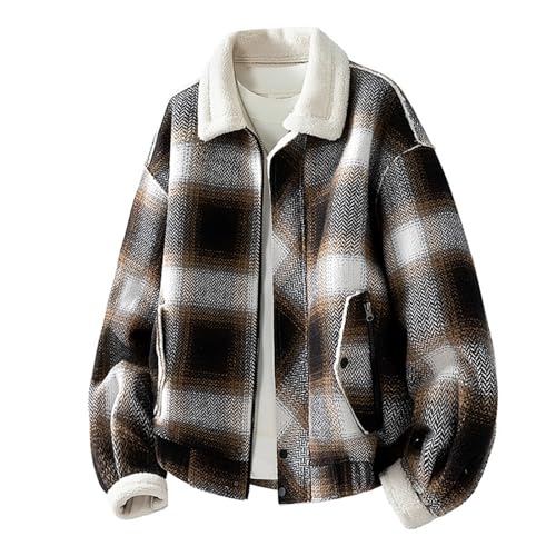 Veste d'hiver doublée Sherpa en flanelle supérieure pour homme