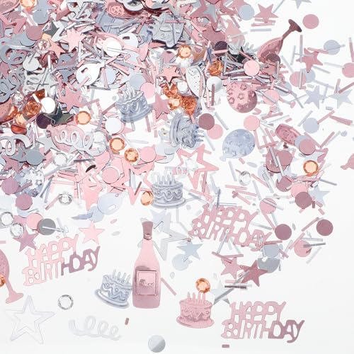 Geburtstags Konfetti Happy Birthday Tischdeko Geburtstag Deko Glitzer Rosegold Partydekoration Konfetti Tisch Weinglasdekorationen Streudeko Konfetti Deko Frau Mann Geburtstagsdeko Tisch
