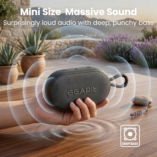 Image of GEARit Mini Bluetooth Speaker with Deep Bass | Portable Wireless Speaker IPX7 Waterproof & Dustproof | 12H Playtime BT5.3 TWS Pairing for Camping Beach Travel Home Gift