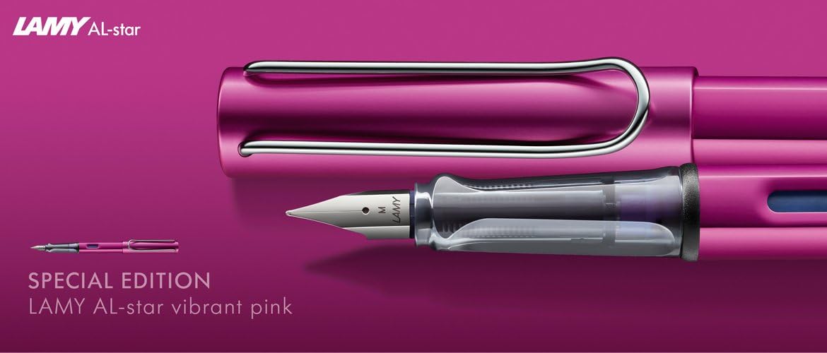 Lamy 1232591 AL-star 299 Ballpoint Pen - Aluminium Ballpoint Pen in Vibrant Pink with Ergonomic Handle and Transparent Grip - With Large Refill - Line Width M