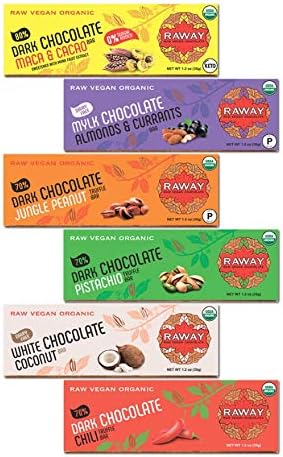 RAWAY | Pure Dark Gourmet Chocolate | Vegan, Keto, Raw, Organic, Dairy-Free, Sugar-Free, Gluten-Free, Soy-Free, Paleo, Low Carb, Energy Snack, Non-GMO, Kosher Parve (Variety Pack (2 Bars each flavor), Pack of 12)