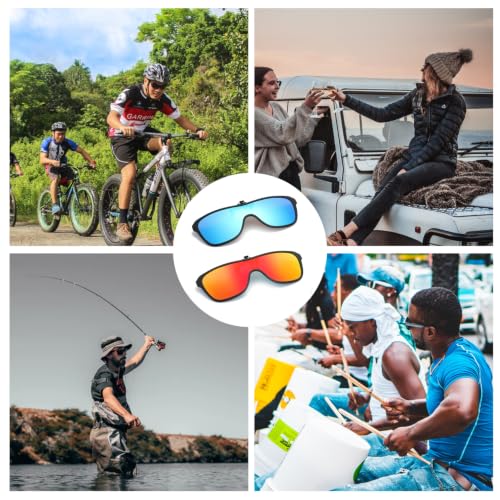Image of Hifot Clip on Sunglasses 2 Pack, Polarized Lens Fit Over Prescription Glasses, Flip up Rimless Sunglasses