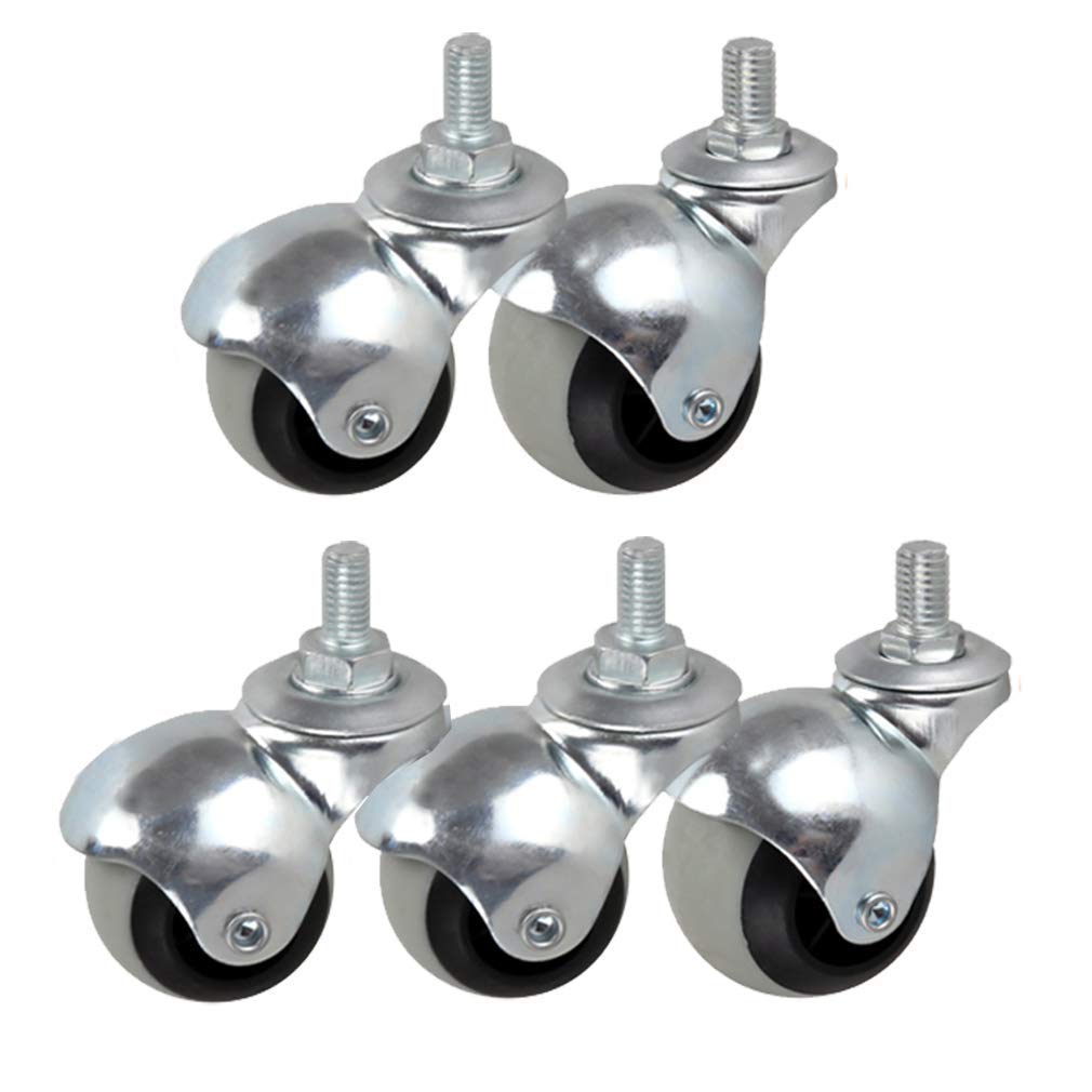 Ensemble de 5 roulettes à Billes, Roulette de Meuble en Nylon 2 "/ 50 mm, Roulette pivotante, capacité de Charge de 120 kg, Boulon M8 / M10, pour Chaise de Bureau